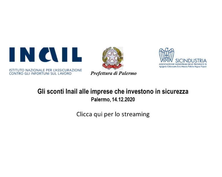 Convegno on line: Gli sconti Inail alle imprese che investono in sicurezza - 3 dicembre  e 14 dicembre ore 9 - 19/11/2020
