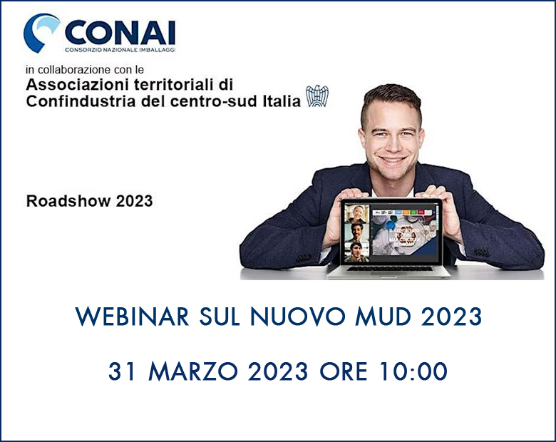 Webinar CONAI: Come compilare il MUD 2023, e inviarlo telematicamente - 31 marzo 2023 ore 10.00 - 23/03/2023